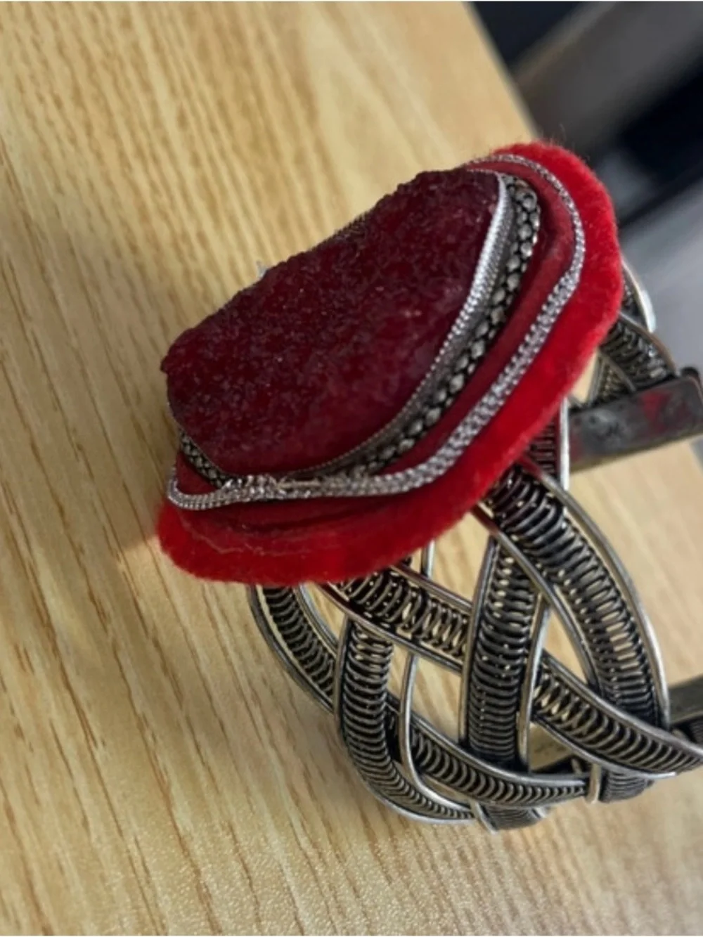 Red Velvet Statement Bracelet
